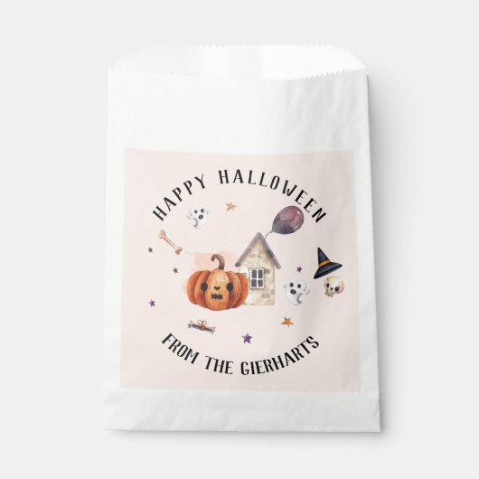 Happy Halloween Familie behandelt Aangepaste Parti Bedankzakje (Voorkant)