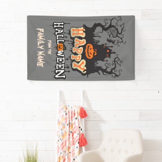 Happy Halloween  familienaam op maat Spandoek (Insitu)