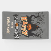 Happy Halloween  familienaam op maat Spandoek (Horizontaal)