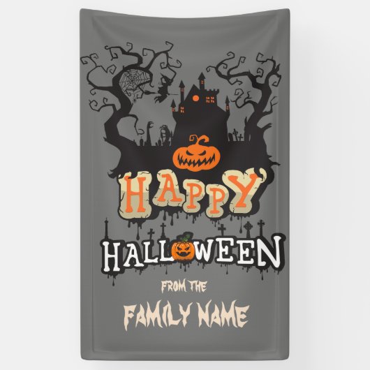 Happy Halloween  familienaam op maat Spandoek (Verticaal)