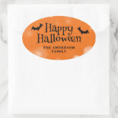 Happy Halloween familienaam vleermuizen Ovale Sticker (Tas)