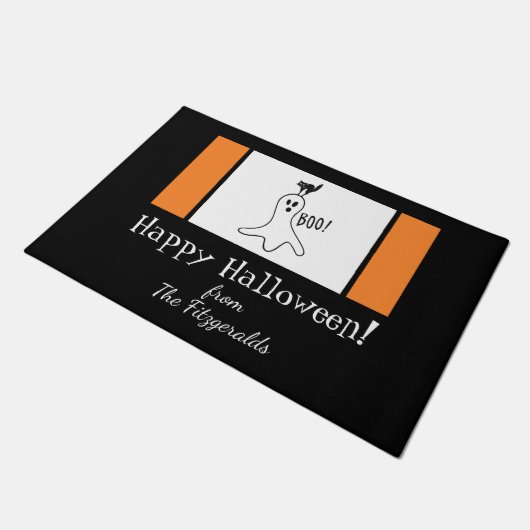 Happy Halloween Family Quote Ghost, zwarte kat Deurmat (Schuin)