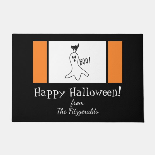 Happy Halloween Family Quote Ghost, zwarte kat Deurmat
