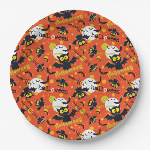 Happy Halloween Fang Vampire Bat Moon Paper Bord