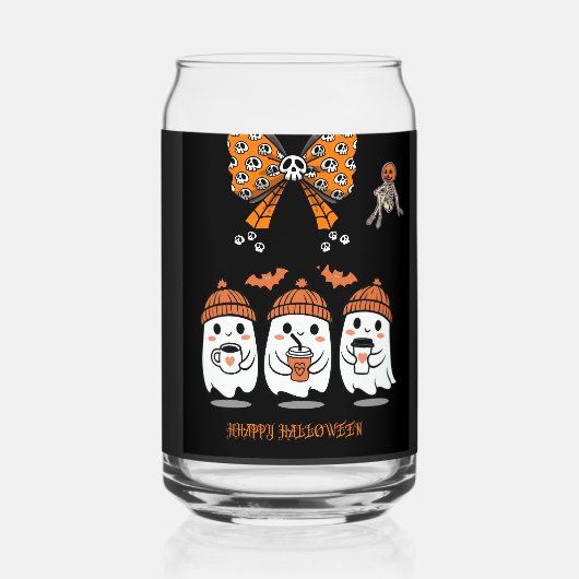 Happy Halloween – fantômes café mignons Blikvorm Glas (Achterkant)