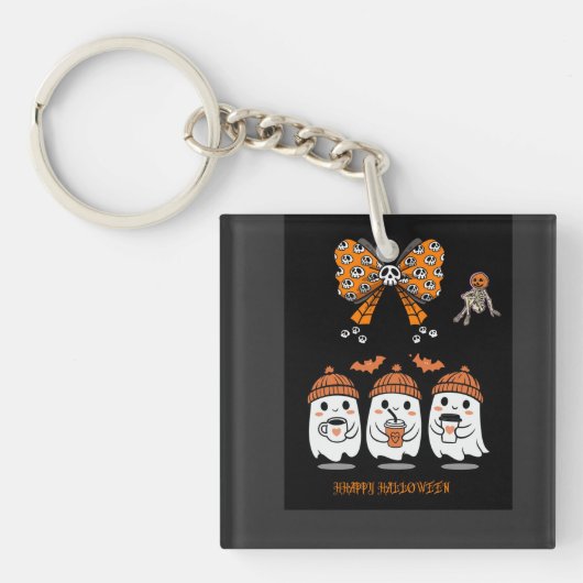 Happy Halloween – fantômes café mignons Sleutelhanger (voorkant)