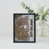 Happy Halloween Faux Skeleton in Marigold Patch Briefkaart (Staand voorkant)