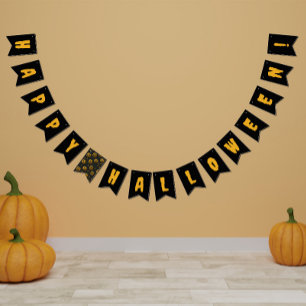 'Happy Halloween' feest zwarte spooky pompoen Vlaggetjes