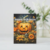 Happy Halloween | Feestelijke herfstpompoen Briefkaart (Staand voorkant)