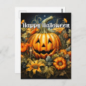 Happy Halloween | Feestelijke herfstpompoen Briefkaart (Voorkant / Achterkant)
