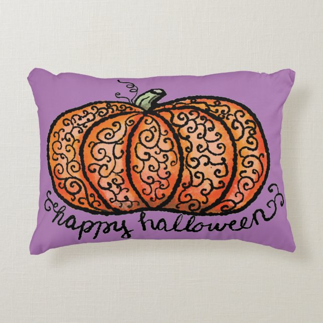 Happy Halloween filigraan pompoen Accent Kussen (Voorkant)