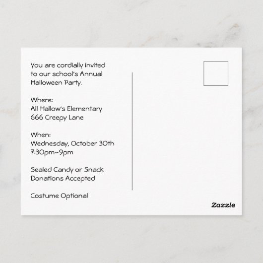 Happy Halloween Flamingo Bats Haunted Castle Briefkaart (Achterkant)