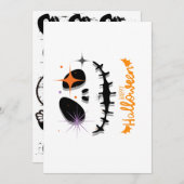 Happy Halloween Flat Kaart – Spooky Skull met ster (Voorkant / Achterkant)