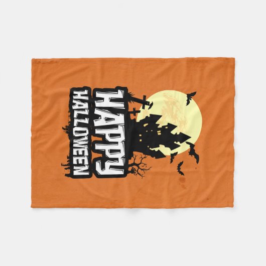 Happy Halloween Fleece Deken (Voorkant (Horizontaal))