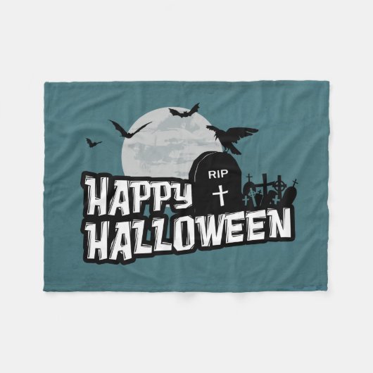Happy Halloween Fleece Deken (Voorkant (Horizontaal))