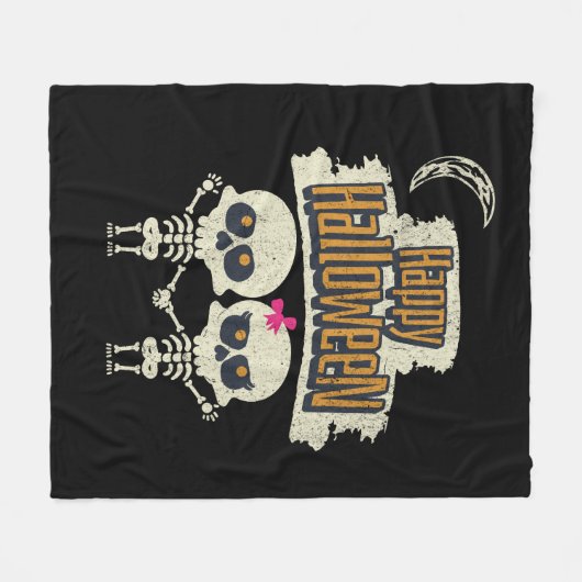 Happy Halloween Fleece Deken (Voorkant (Horizontaal))