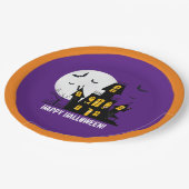 Happy Halloween Flying Bats Spooky Haunted House Papieren Bordje (Gekanteld)