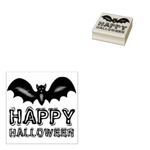 Happy Halloween Flying Black Bat Trick or treat Rubberstempel