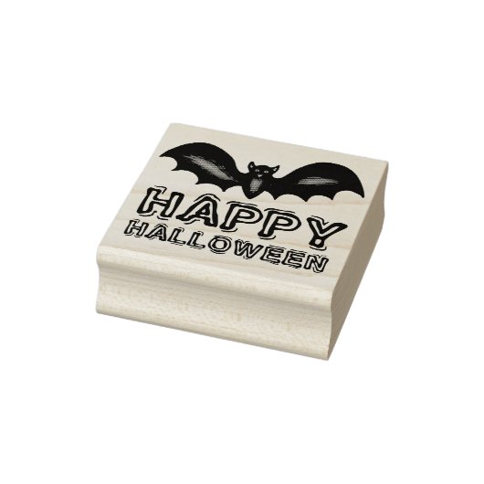Happy Halloween Flying Black Bat Trick or treat Rubberstempel (Stempel)