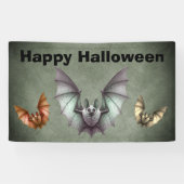 Happy Halloween Flying Creepy Bats Grunge Grey Spandoek (Horizontaal)