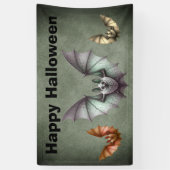 Happy Halloween Flying Creepy Bats Grunge Grey Spandoek (Verticaal)