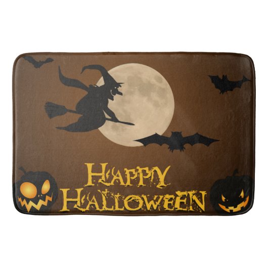 "HAPPY HALLOWEEN" FLYING WITCH BADMAT (Voorkant)