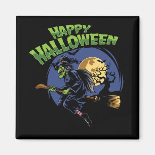 Happy Halloween Flying Witch Magneet