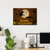 "HAPPY HALLOWEEN" FLYING WITCH POSTER (Thuiskantoor)