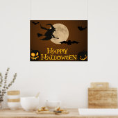 "HAPPY HALLOWEEN" FLYING WITCH POSTER (Keuken)