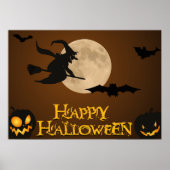 "HAPPY HALLOWEEN" FLYING WITCH POSTER (Voorkant)