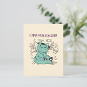 Happy Halloween Frankenstein Cat Briefkaart (Staand voorkant)