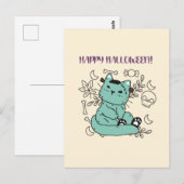 Happy Halloween Frankenstein Cat Briefkaart (Voorkant / Achterkant)