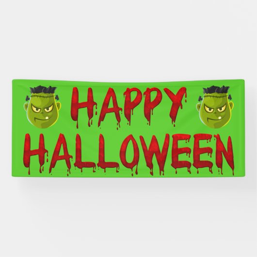 Happy Halloween Frankenstein die bloed afvoert Spandoek (Horizontaal)