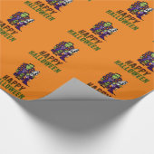 Happy Halloween Frankenstein Familie Cadeaupapier (Hoek)