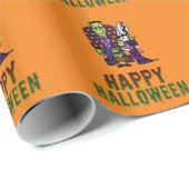 Happy Halloween Frankenstein Familie Cadeaupapier (Rol Hoek)