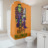 Happy Halloween Frankenstein Familie Douchegordijn (In situ)