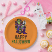 Happy Halloween Frankenstein Familie Papieren Bordje (Feest)