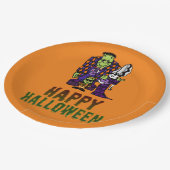 Happy Halloween Frankenstein Familie Papieren Bordje (Gekanteld)
