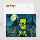 Happy Halloween Frankenstein Feestdagenkaart (Voorkant / Achterkant)