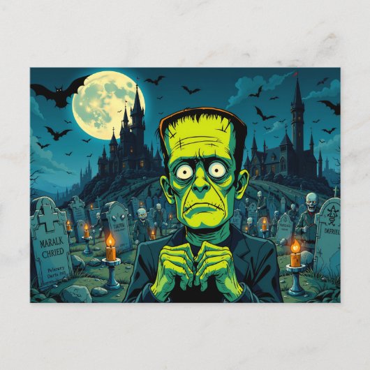 Happy Halloween Frankenstein Feestdagenkaart (Voorkant)