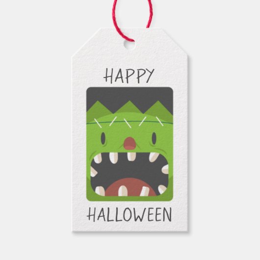 Happy Halloween Frankenstein Monster Face Cadeaulabel (Voorkant)