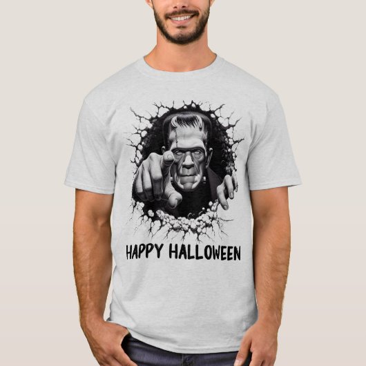 Happy Halloween Frankenstein Monster T-shirt (Voorkant)