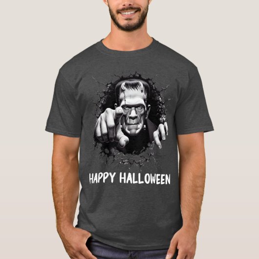 Happy Halloween Frankenstein Monster T-shirt (Voorkant)