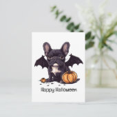 Happy Halloween Franse Bulldog Bat Wings Pumpkins Briefkaart (Staand voorkant)