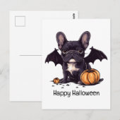 Happy Halloween Franse Bulldog Bat Wings Pumpkins Briefkaart (Voorkant / Achterkant)