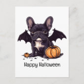 Happy Halloween Franse Bulldog Bat Wings Pumpkins Briefkaart (Voorkant)