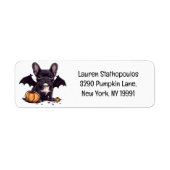 Happy Halloween Franse Bulldog Bat Wings Pumpkins Etiket (Voorkant)