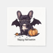 Happy Halloween Franse Bulldog Bat Wings Pumpkins Servet (Voorkant)