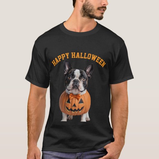 Happy Halloween Franse Bulldog Pumpkin kostuum T-S T-shirt (Voorkant)