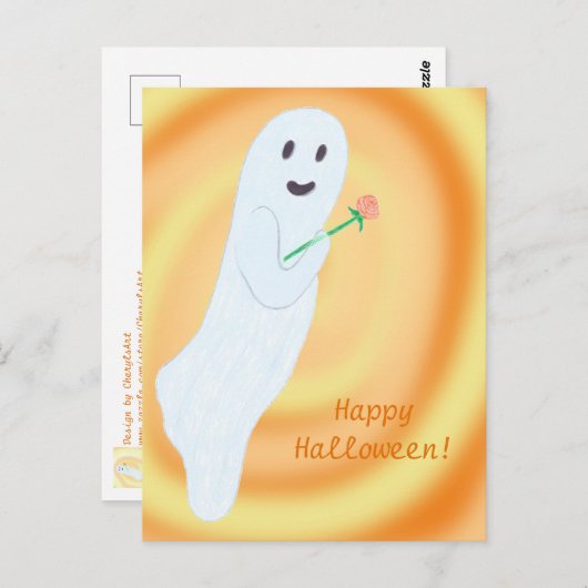 Happy Halloween Friendly Ghost Briefkaarten (Voorkant / Achterkant)